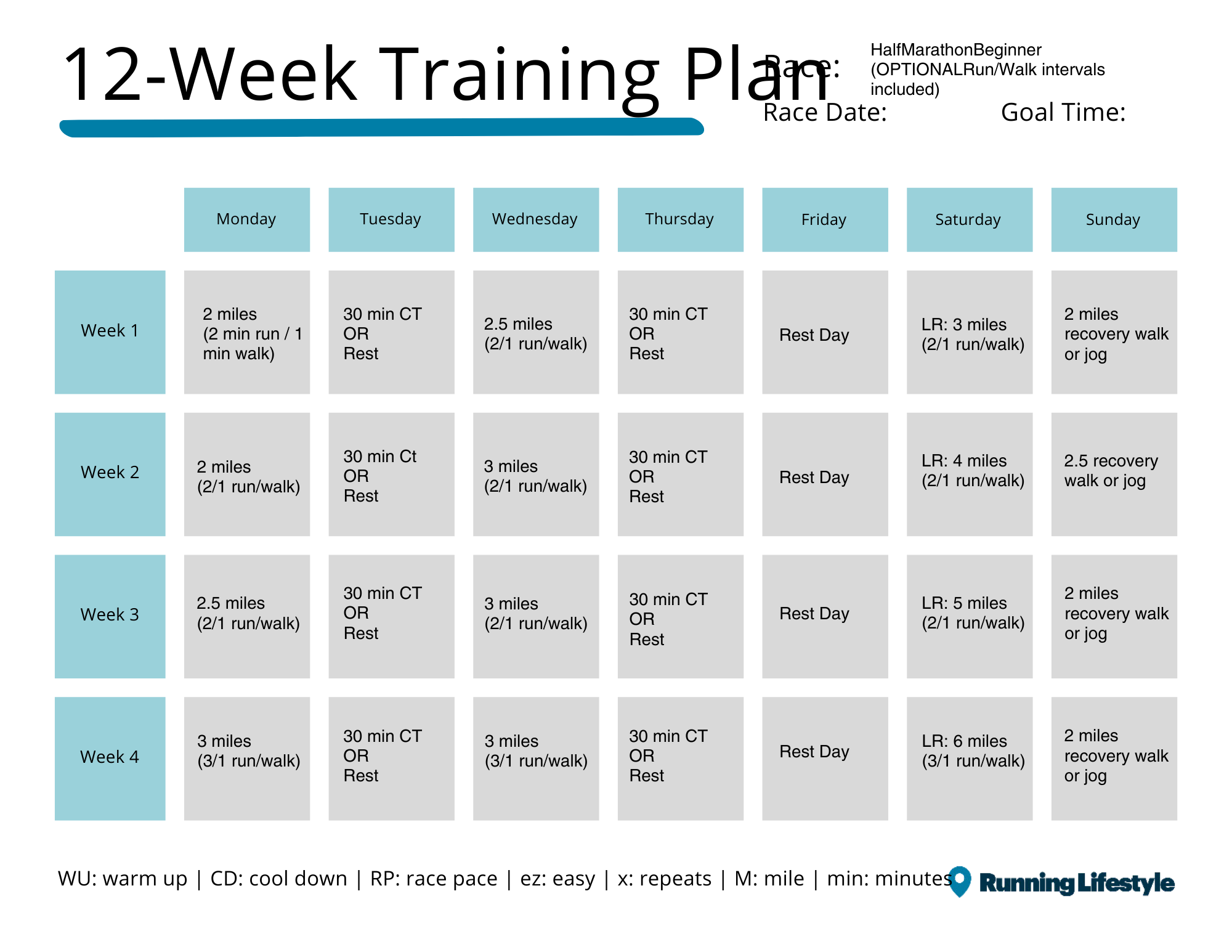 12 week Half Marathon