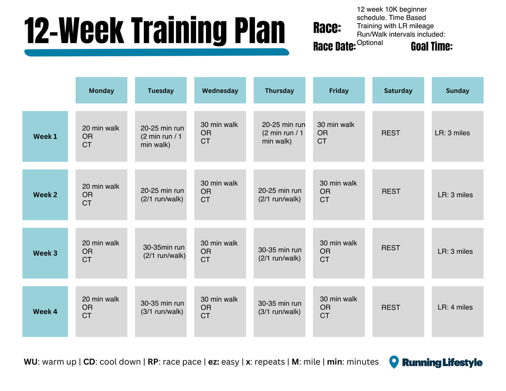 10k Beginner Training Program! (12 Week)